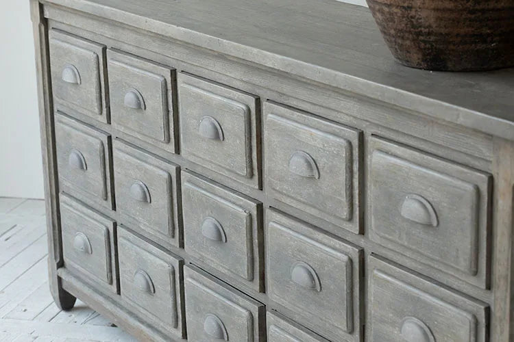 Scandinavian Rustic Recycled Pine Sideboard Cabinet with Multiple Drawers