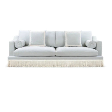 Elegant Nordic Style Velvet Down Filled Sofa with Fringes, Three-Seater Couch