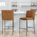 Modern Aesthetic Handmade PU Leather High Back Rustic Iron Frame Bar Stool