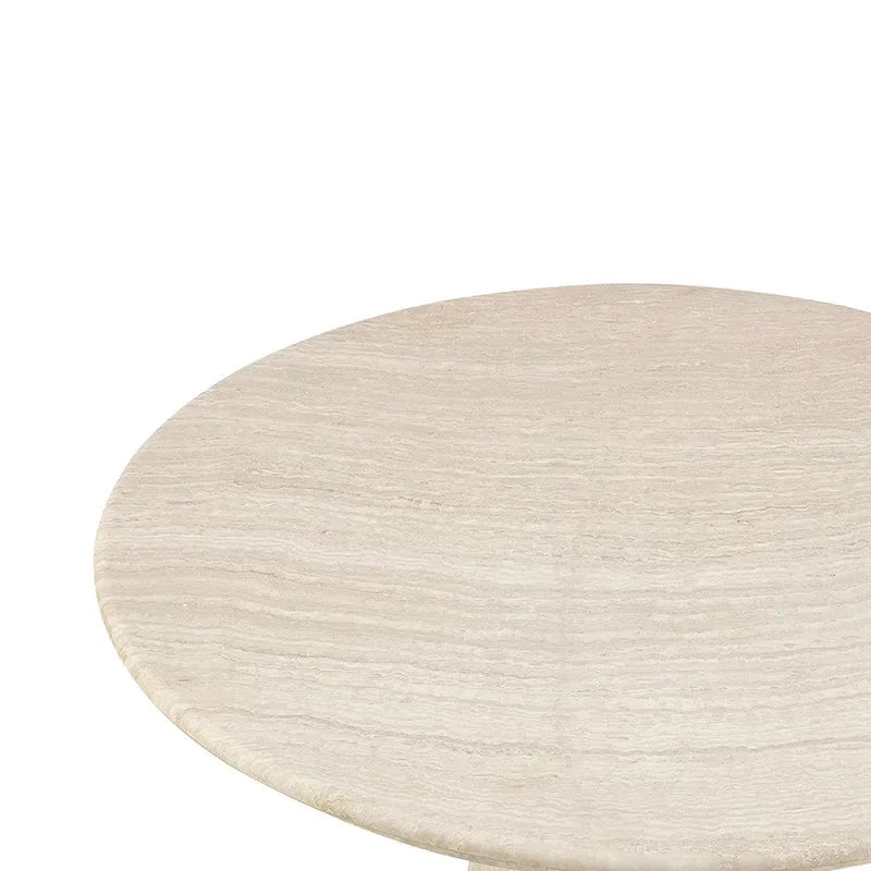 Sophisticated Beige Travertine Round Dining Table for Modern Kitchens and Homes