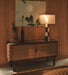 Elegant Antique Marble Top Sideboard Buffet Cabinet with Fluted Slide Doors