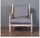 Charming French Country Linen & Solid Oak Wood Antique Accent Chair