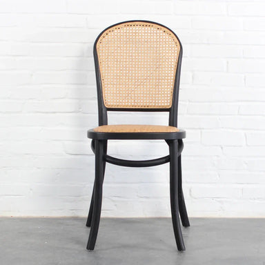 Chic Black Oak Rattan Cane Back Dining Chair for Weddings, Events, Home Decor