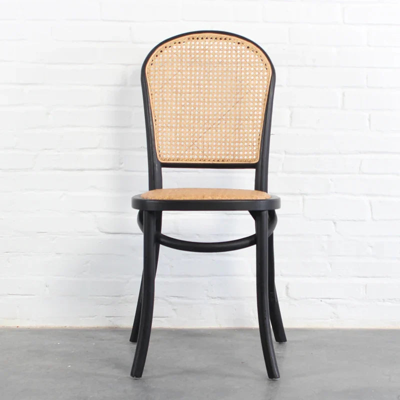 Chic Black Oak Rattan Cane Back Dining Chair for Weddings, Events, Home Decor