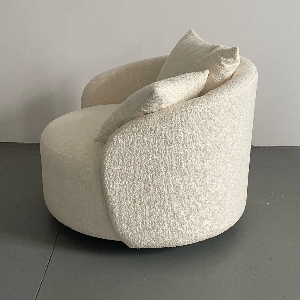 Modern White Boucle Swivel Lounge Chair for Living Room Chic Comfort