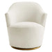 Chic White Boucle Swivel Accent Chair - Modern Upholstered Living Room Armchair
