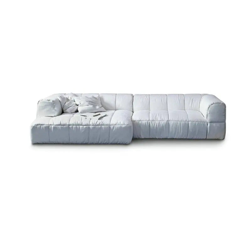 Modern Velvet Tufted Sectional Modular Feather Down I-Shape Sofa Set