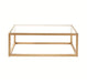 Modern Solid Oak Wood Glass Top Coffee Table for Contemporary Living Room