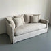 Modern White Linen Fabric Sofa Couch with Pillows - Living Room Furniture