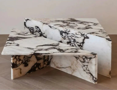 Tostone Elegant Calacatta Viola Marble Triangle Coffee Table for Modern Homes