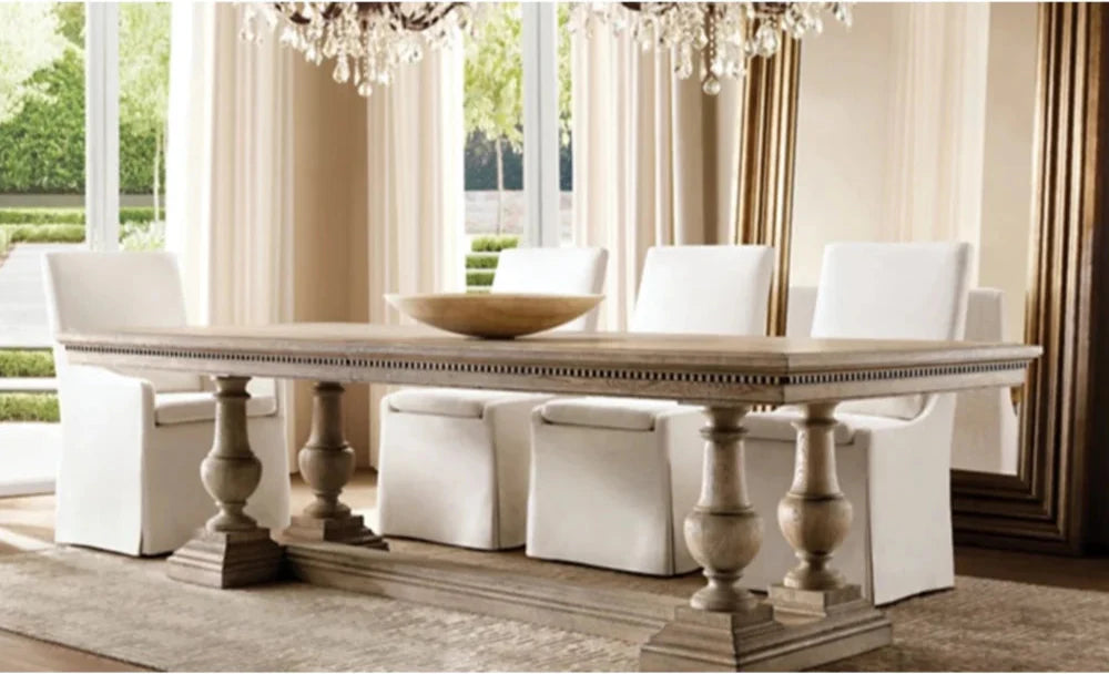 Mid-Century Modern Solid Wood Dining Table - Vintage Rectangular Kitchen Desk