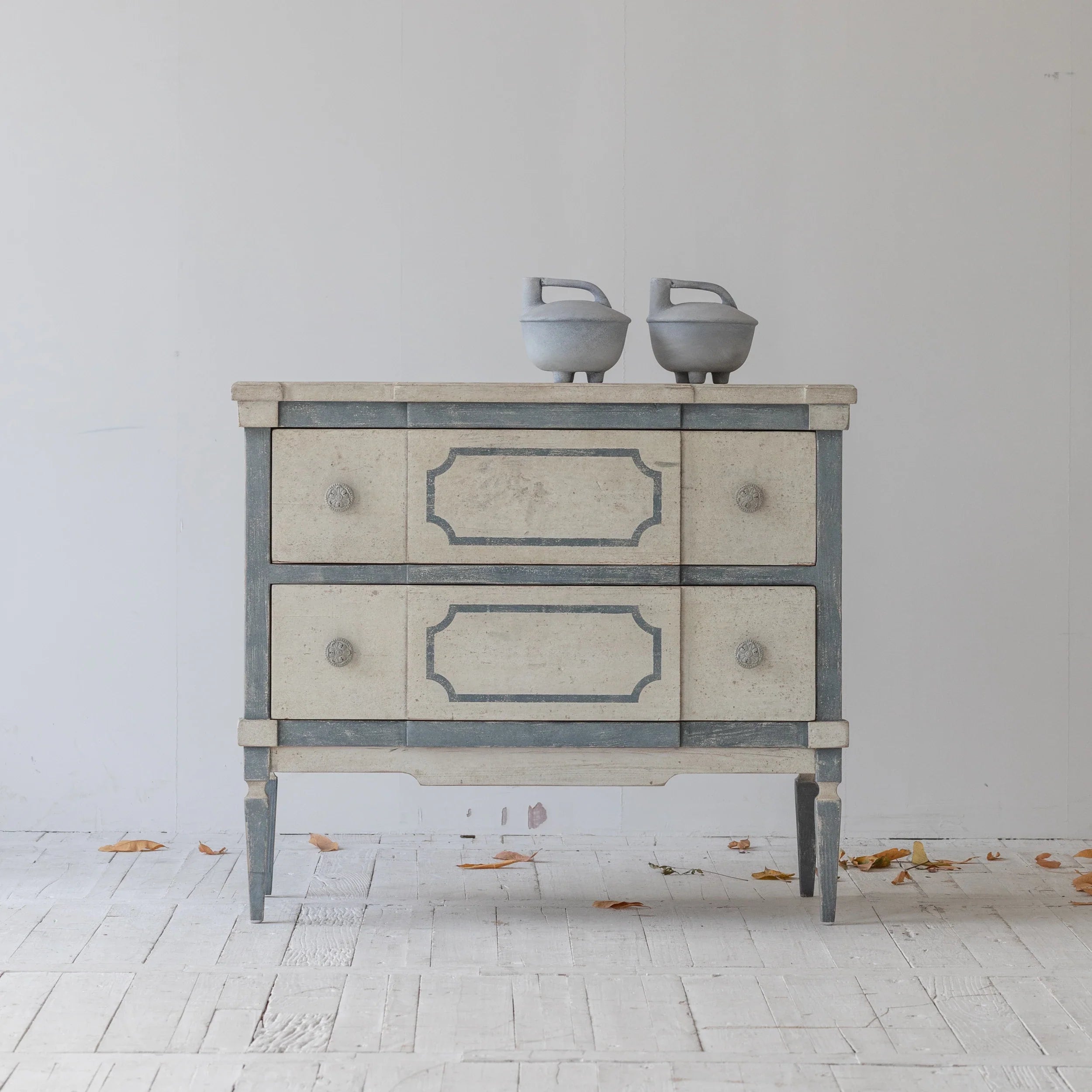 Hand-Painted French Vintage Wabi Sabi Chest of Drawers Recycled Pine Wood