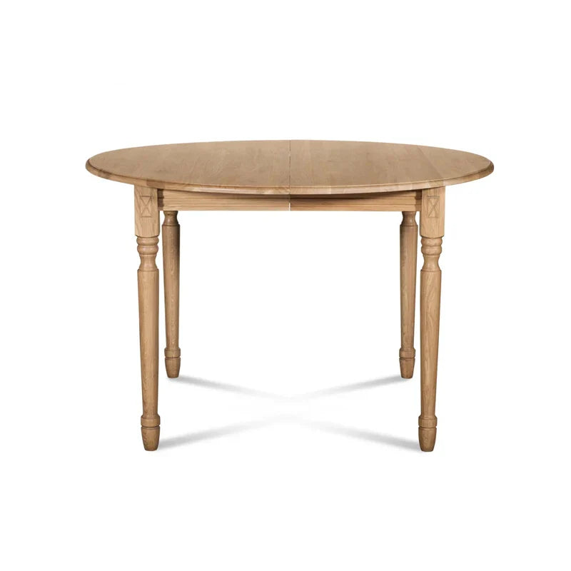 Extendable Solid Oak Wood Dining Table, Round Oval, Modern Design