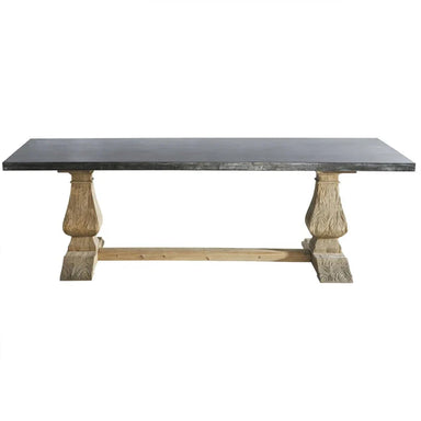Antique Industrial Zinc Top Solid Oak Wood Legs Dining Table