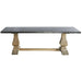 Antique Industrial Zinc Top Solid Oak Wood Legs Dining Table