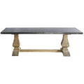 Antique Industrial Zinc Top Solid Oak Wood Legs Dining Table