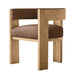 Elegant Modern Oak Wood Dining Arm Chair: Curved Design, Plush Upholstery