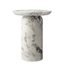 Elegant Carved Round Travertine Marble Accent Sofa Side Table