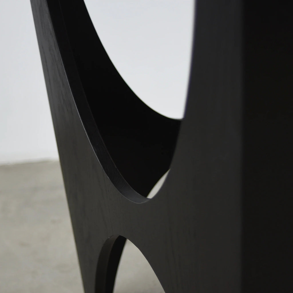 Modern Round Black Oak Dining Table - 4 Seater Solid Wood Kitchen Furniture
