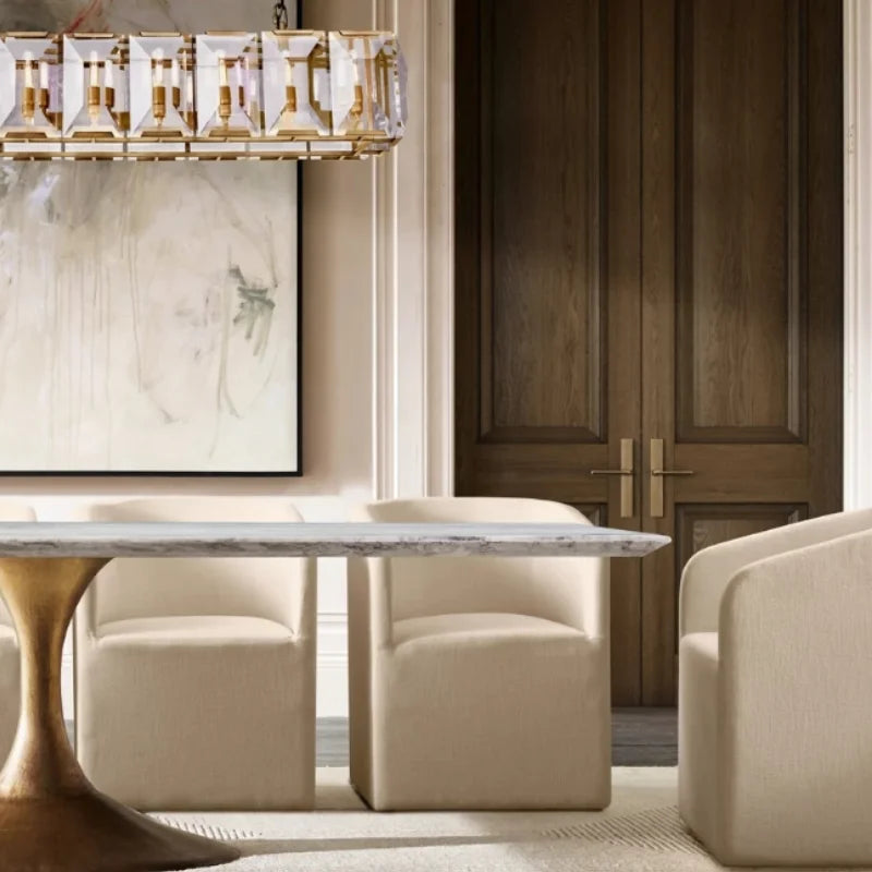 Elegant American Luxury Dining Table Set, Customizable for Hotels & Villas
