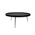 High-Quality Round Solid Oak Wood Coffee Table Black Metal Legs Durable Design