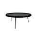 High-Quality Round Solid Oak Wood Coffee Table Black Metal Legs Durable Design