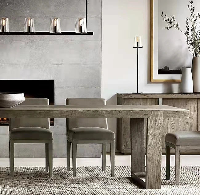 Durable Solid Wood Plank Dining Table - Modern Style, Customizable for Any Space