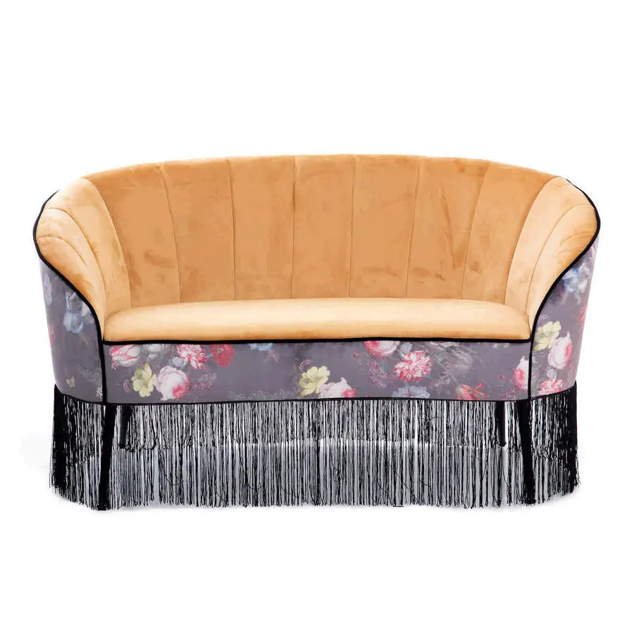 Minimalist Deep Velvet Cloud Sofa with Tassels and Curved Design