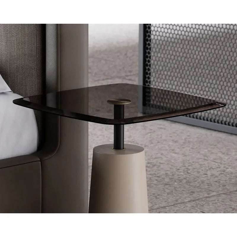 Luxury Modern Stained Glass Square Coffee Table Set with Golden Steel Frame