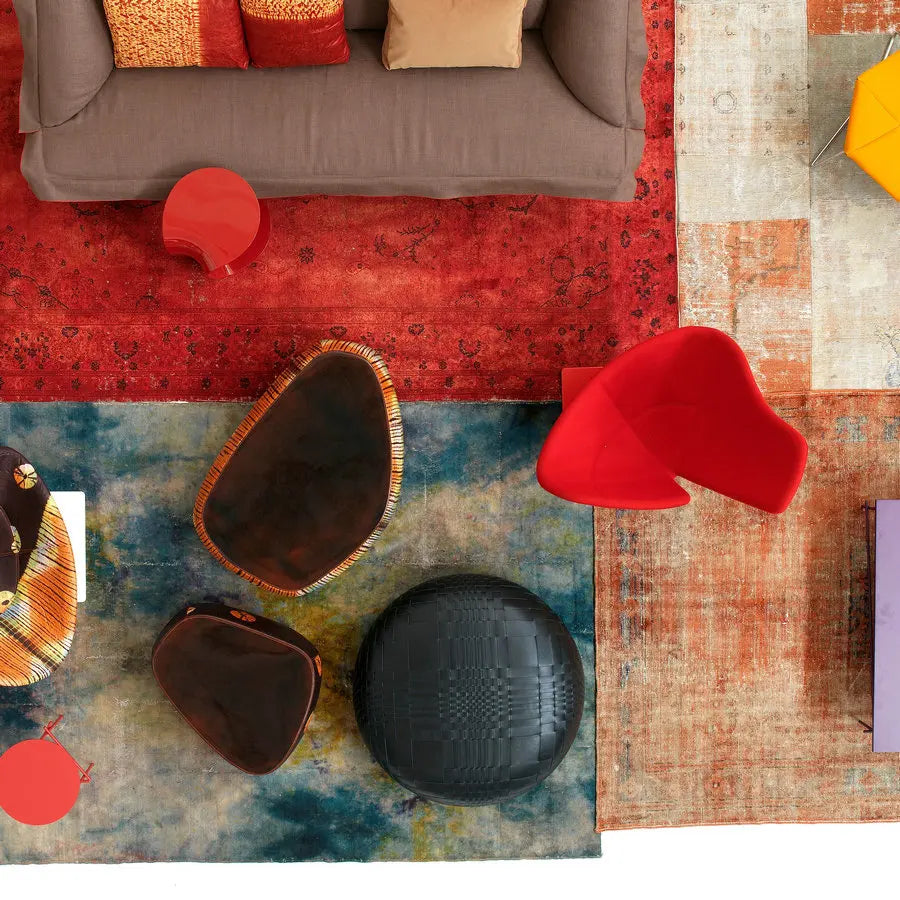 Modern Woven Faux Leather Ottoman Stool, Round Cushioned Public Area Seating