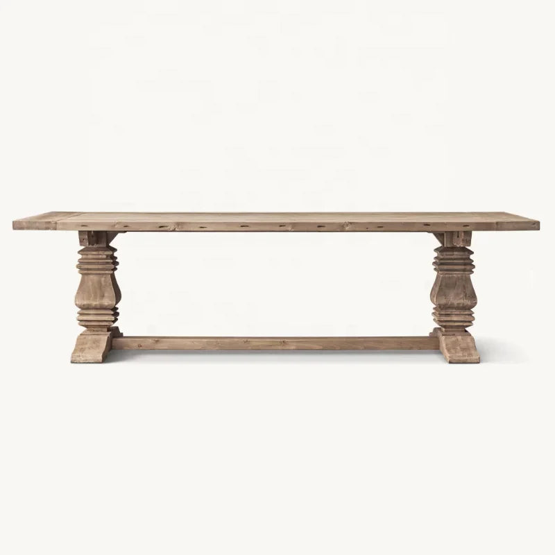 Rustic Solid Wood American Country Rectangular Dining Table - Customizable Farmhouse Style