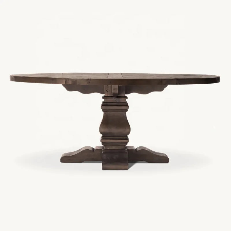 Elegant American Solid Wood Round Dining Table Set with 4 Chairs