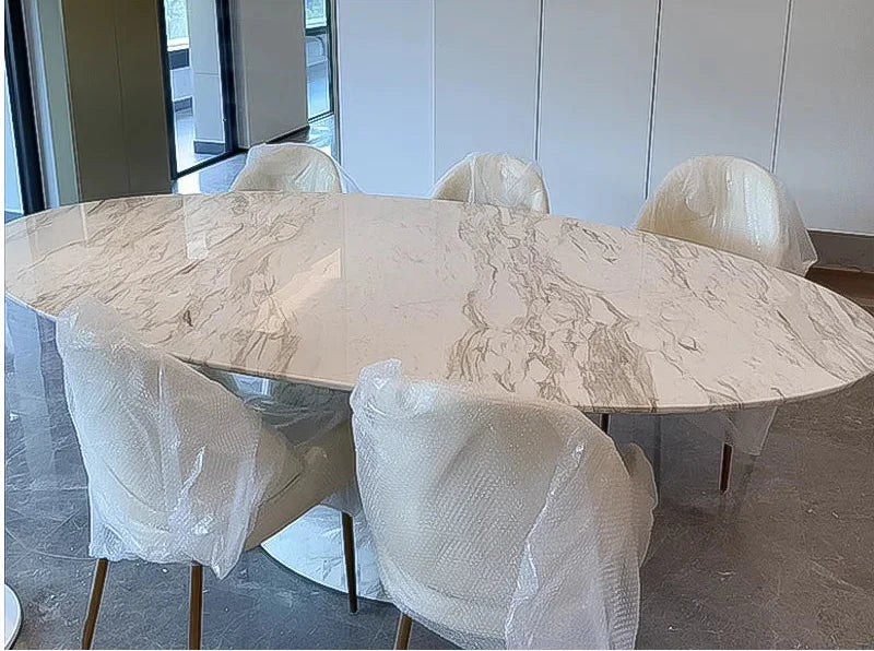 Tostone Luxurious Arabescato Corchia Marble Dining Table for Modern Homes