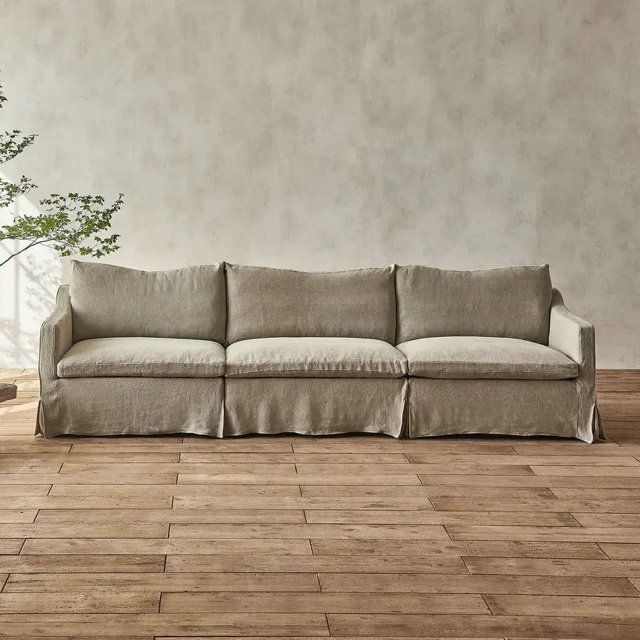 Luxurious Cloud I-Shaped Feather Down Slipcovered Sectional Sofa