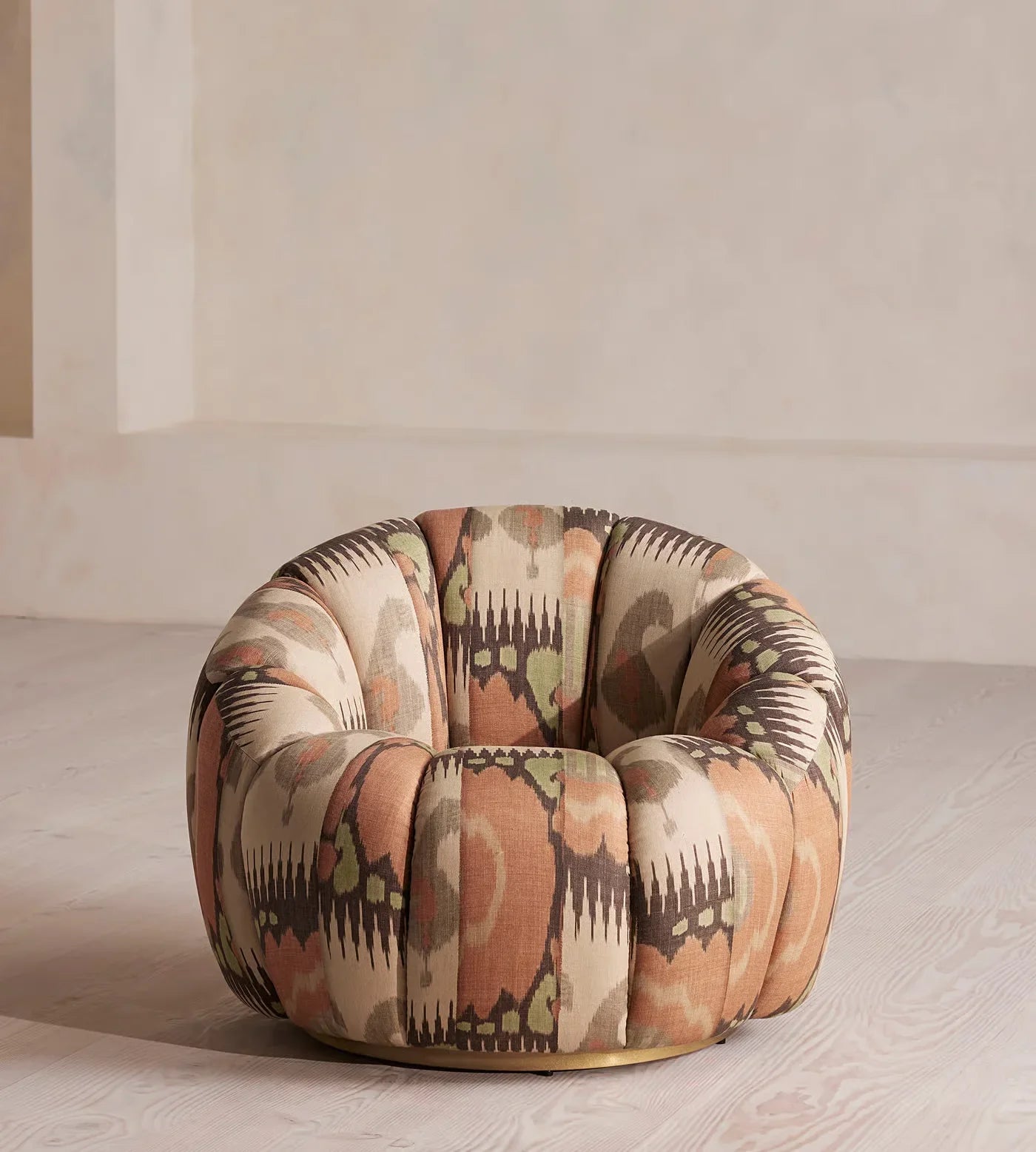Luxury Italian Vintage Living Room Sofa Chair with Swivel Brass Accents