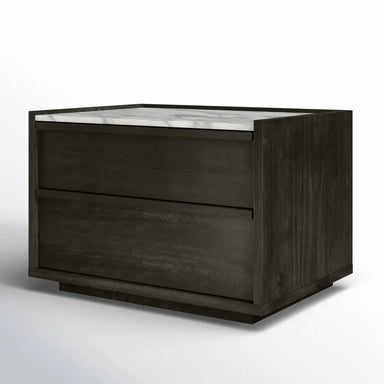 Modern Black Oak 2-Drawer Soft Close Luxury Bedroom Nightstand