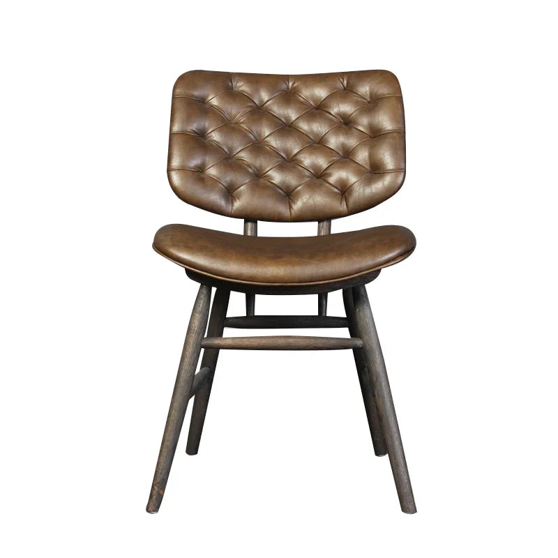 Elegant Modern Leather Dining Chair, Premium Oak Frame, Luxury Restaurant Hotel Home Seating