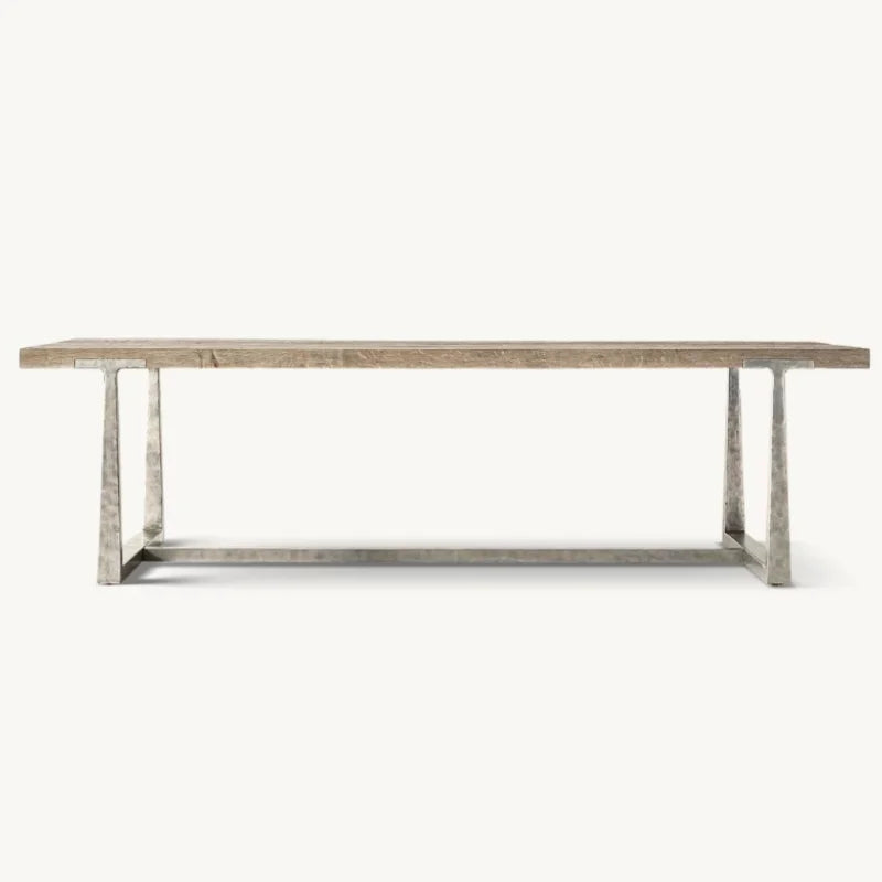 Vintage Industrial Extendable Dining Table - Solid Wood Veneer - Customizable Design