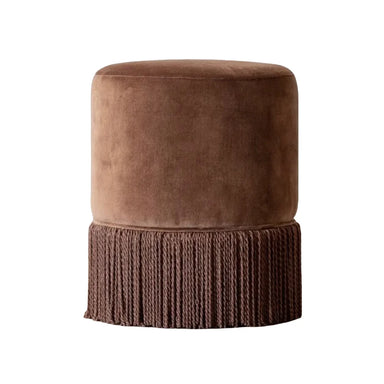 Chic Velvet Round Pouf Ottoman with Tassels for Stylish Home Decor