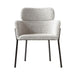 Chic Gray Boucle Dining Armchair: Modern Luxury Seating with Durable Metal Legs