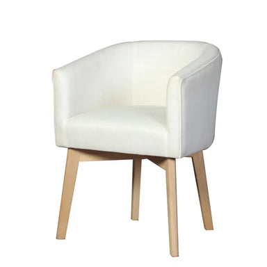 Elegant Mid-Century Modern White Oak Wood Dining Chair with Linen Upholstery