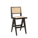 Stylish Modern Oak Wood Rattan Back Armless Counter Bar Stool