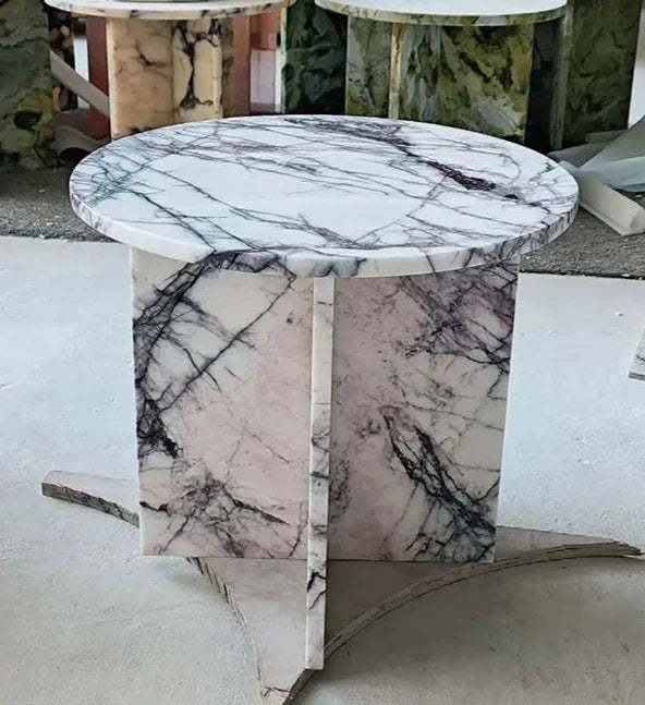 Elegant Tostone Greece Lilac White Marble Coffee Table for Modern Living Room