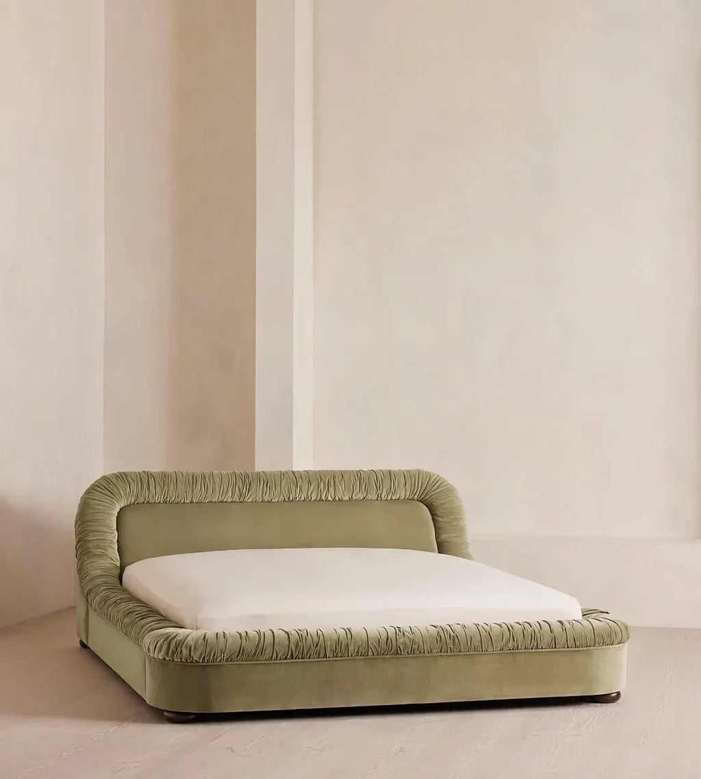Luxury Handcrafted Velvet Platform Bed Frame - Comfortable, Modern, Solid Wood