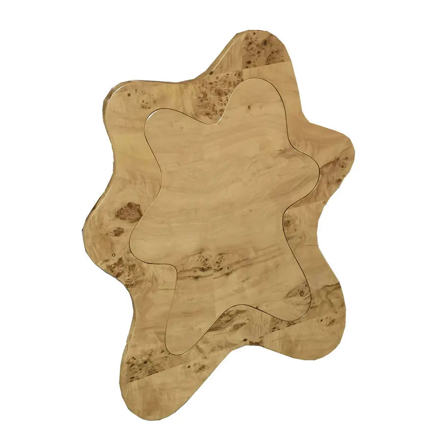 Elegant Modern Wood Burl Veneer Frame Full-Length Floor & Wall Mirror