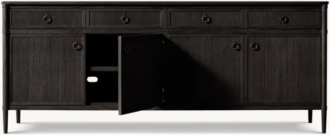 Luxury Unique Modern Solid Oak Wood Handcrafted 4-Door Sideboard Cabinet