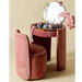 Elegant Upholstered Vintage Makeup Vanity Desk with Foldable Mirror and Stool Set