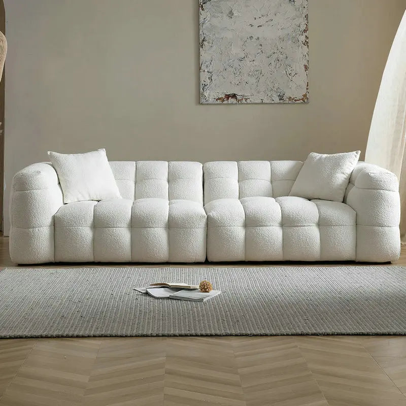 Plush Modern French Scandinavian Boucle Modular Sectional Living Room Sofa