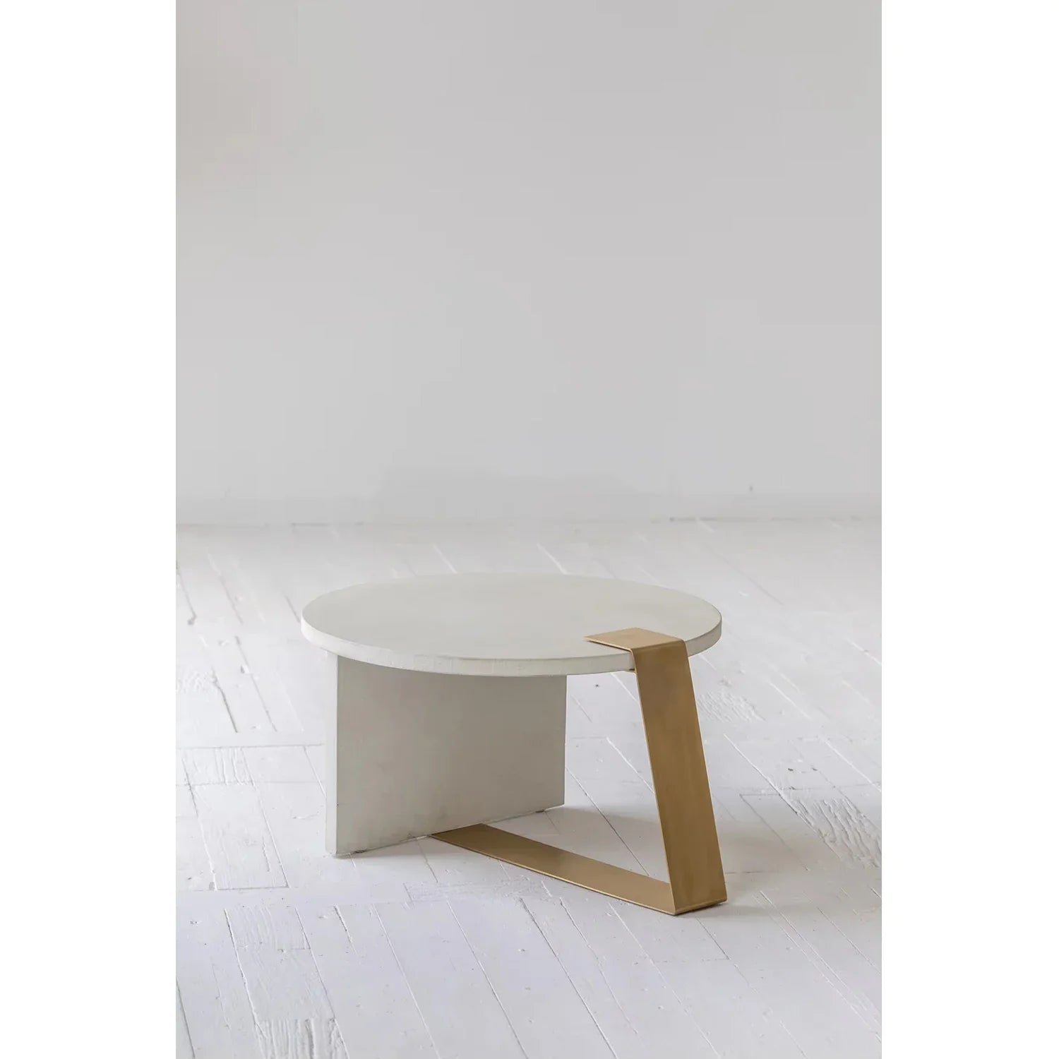 Elegant Mid-Century Round Concrete Stainless Steel Coffee Table for Living Room