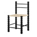 Elegant Black Solid Oak Bobbin Dining Chair with Hand-Woven Rope Seat